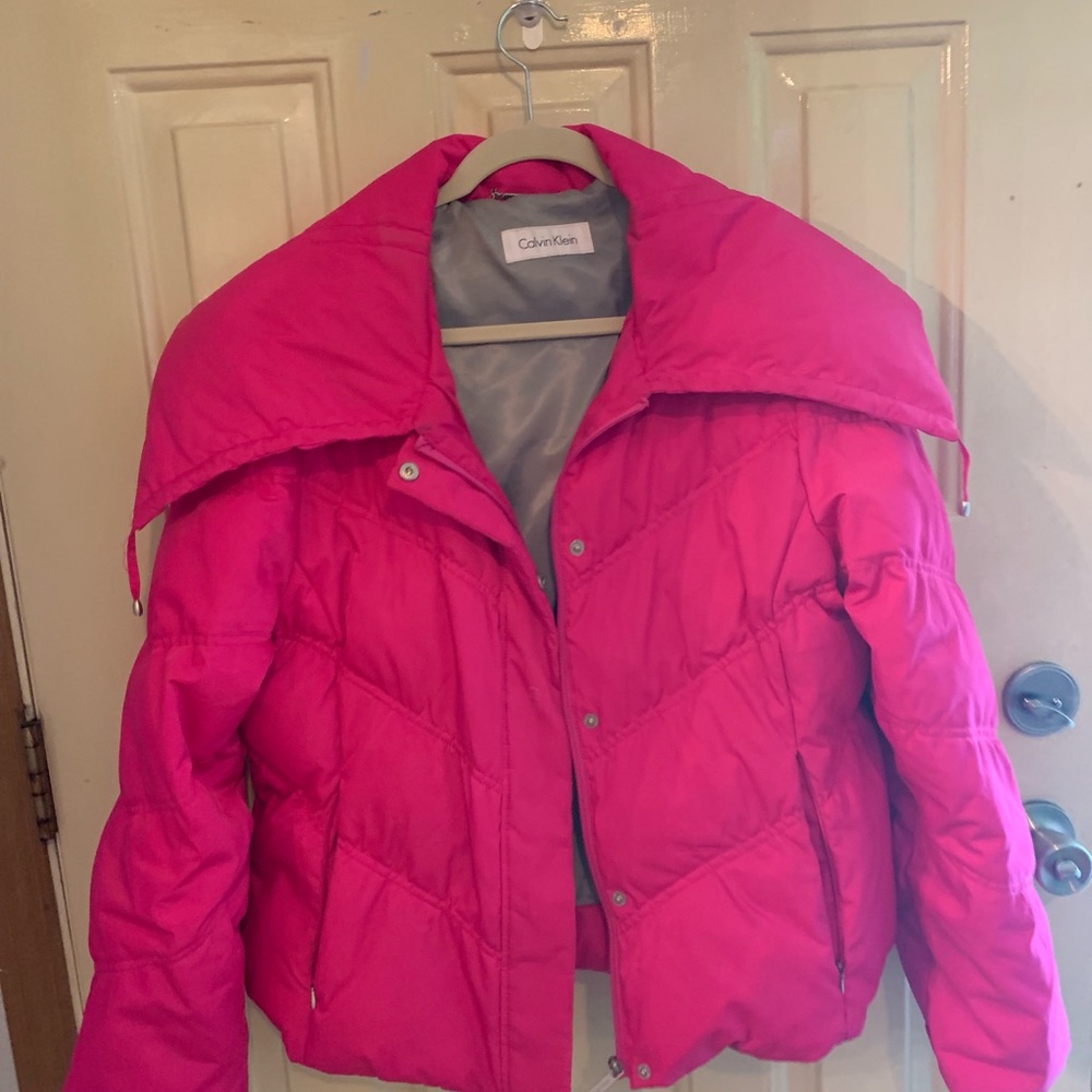 Pink Calvin Klein puffer jacket